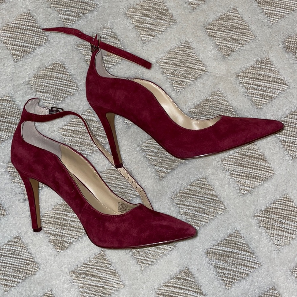 Vince Camuto Maroon Suede Heels